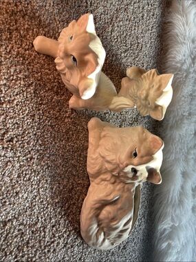 Mid Century Cat Planter and Figurine Set/ Momma Cat with Kittens Planter